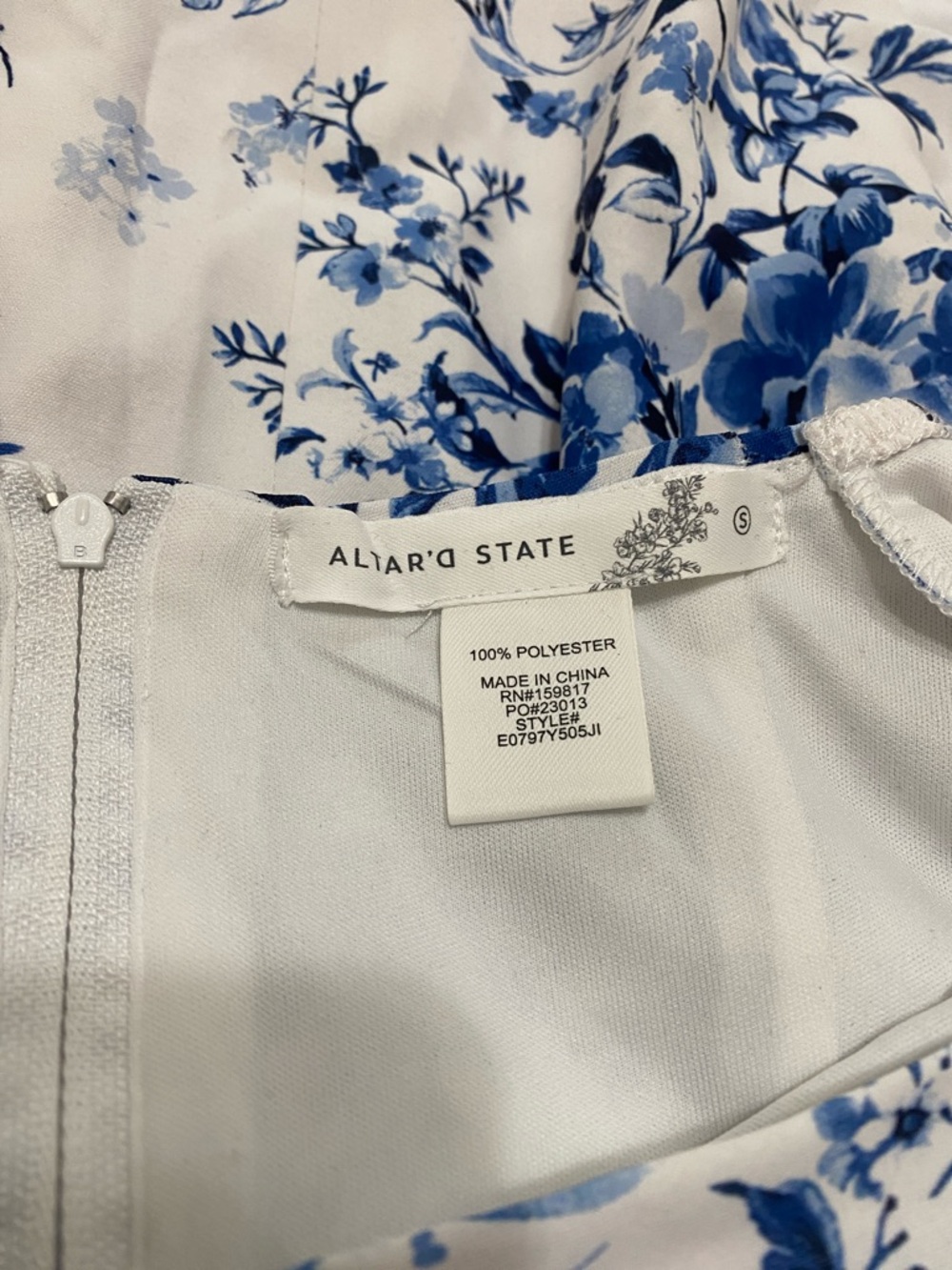 Altar'd State White Dress Size Small with Blue Floral Print - Picture 3 of 3